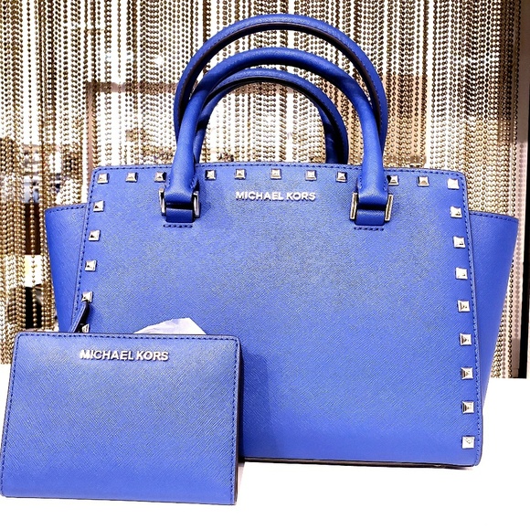Michael Kors Handbags - MK SELMA STUD MD TZ SATCHEL & JST WALLET